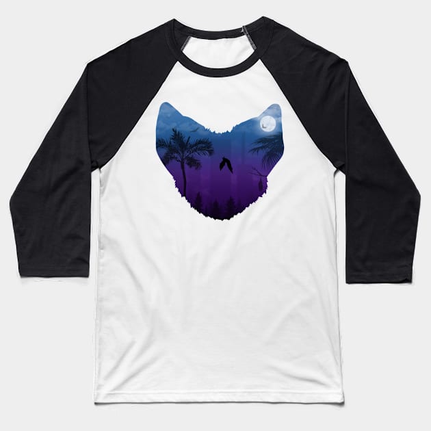 CITY NIGHTLIFE BAT (SILHOUETTE) Baseball T-Shirt by Pioneering Pieces